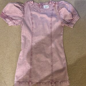 Pink Puff Sleeve Mini Dress